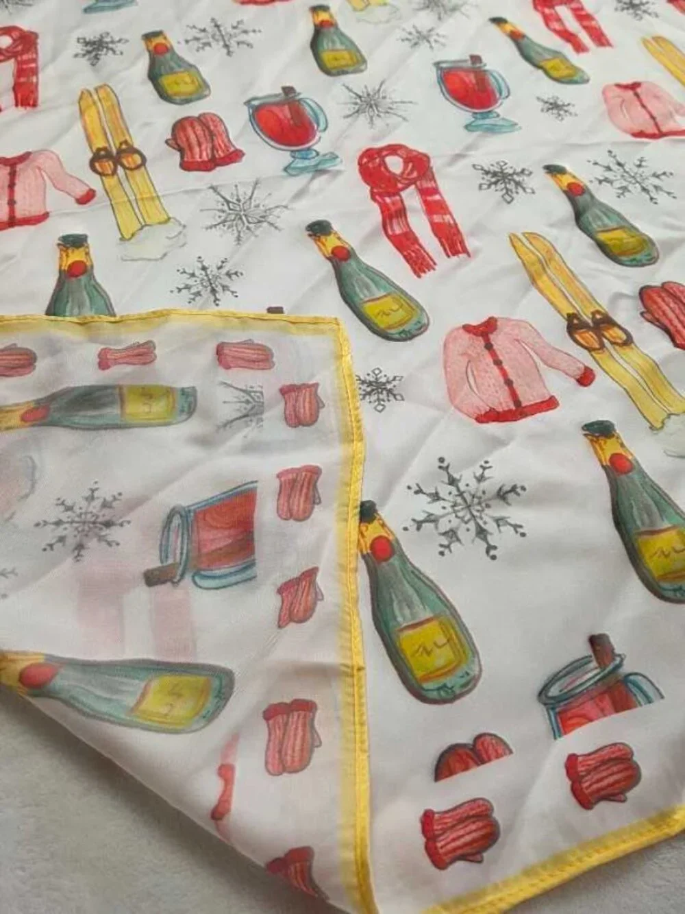 New Anthropologie Apres Ski skiing Nikki Ackerman 27x27 scarf 2